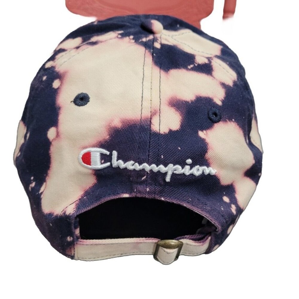 Champion Strap Back Hat Cap Adjustable Blue Pink White Tie Dye Adult Acid Wash - Picture 3 of 4